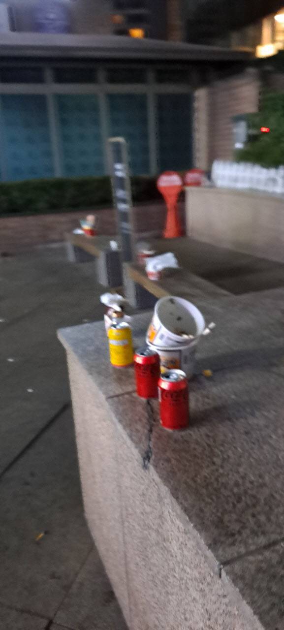 ▲롯데백화점 에비뉴엘 근처 오픈런 참여자가 남기고 간 쓰레기. (사진=제보)