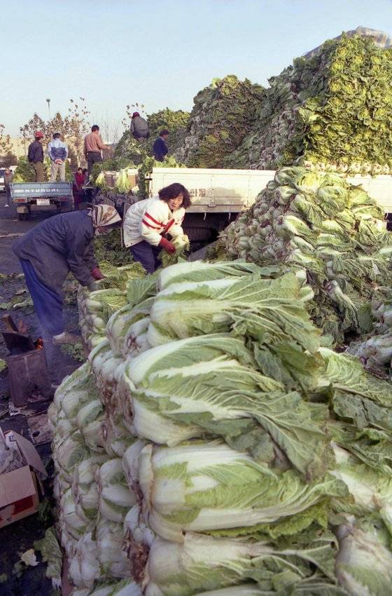먹거리가 부족했던 시절, 찬거리로 활용이 높은 배추김치를 담기위해 전국이 들썩였다. 사진 국가기록원
