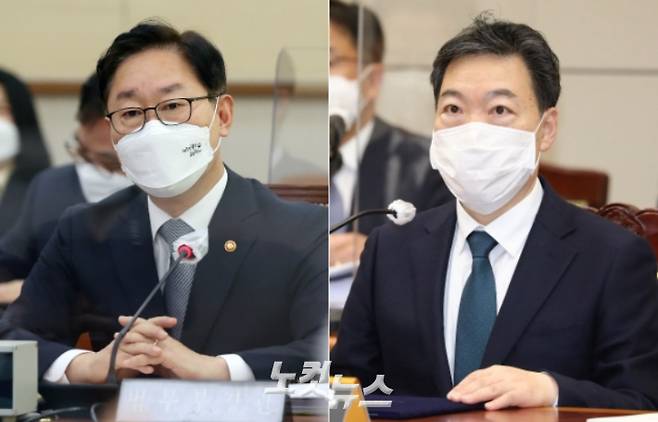 박범계 법무부 장관과 김오수 검찰총장. 윤창원 기자·국회사진취재단