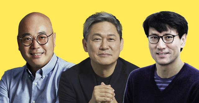 남궁훈 카카오 대표, 김성수 카카오 이사회 의장, 홍은택 카카오 공동체얼라인먼트센터(CAC) 공동센터장(왼쪽부터). /사진=카카오