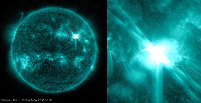 지난 30일 태양흑점 AR2975에서 X급의 태양폭발 현상이 관측됐다. 사진=NASA