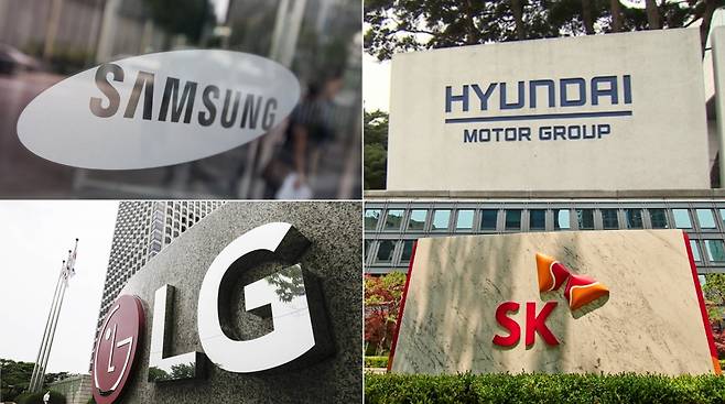 삼성·현대차·LG·SK 등 국내 4대그룹 본사. [게티이미지·연합]