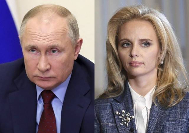 블라디미르 푸틴 러시아 대통령(왼쪽 사진)과  푸틴의 장녀 마리아 푸티나. 스푸트니크, AP 연합뉴스