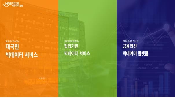 국민연금, 빅데이터 포털 서비스 시작 국민연금공단 제공. 재판매 및 DB 금지