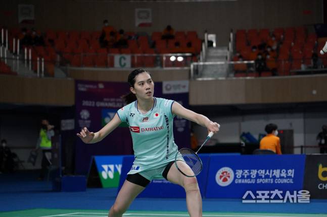 세계랭킹 26위인 오호리 아야(일본)가 14일 2022 광주 요넥스 마스터즈 배드민턴 여자단식 16강전에서 안세영과 격돌하고 있다. 제공|대한배드민턴협회