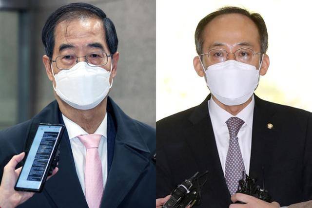 한덕수(왼쪽) 국무총리 후보자와 추경호 경제부총리 겸 기획재정부 장관 후보자가 2003년 론스타의 외환은행 헐값 매입에 책임이 있는 것 아니냐는 의구심이 제기되고 있다. 추 후보자는 2011년 '먹튀' 논란이 일었던 론스타의 외환은행 매각 당시 금융위원회 부위원장이었고, 우리 정부의 부실 대응 논란이 제기된 론스타와의 투자자-국가 소송(ISD)에서 정부 측 태스크포스(TF) 위원장을 맡았다. 연합뉴스·뉴스1