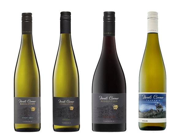 ▲(왼쪽부터) ‘데블스 코너 리솔루션 피노그리’, ‘데블스 코너 리솔루션 리슬링’, ‘데블스 코너 리솔루션 피노누아’, ‘데블스 코너 리슬링’ (사진=금양인터내셔날)