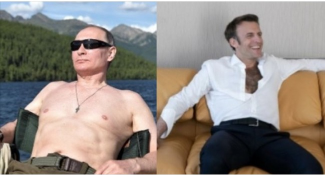 블라디미르 푸틴 러시아 대통령(왼쪽)과 에마뉘엘 마크롱 프랑스 대통령