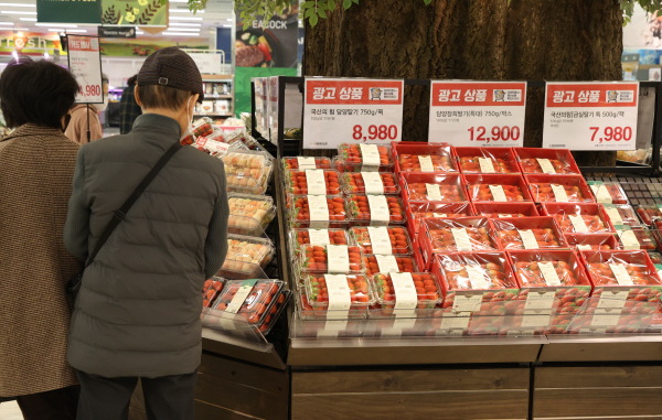 지난 3월 서울 시내 한 대형마트에서 소비자들이 과일류를 살펴보고 있다. [사진 출처 = 연합뉴스]