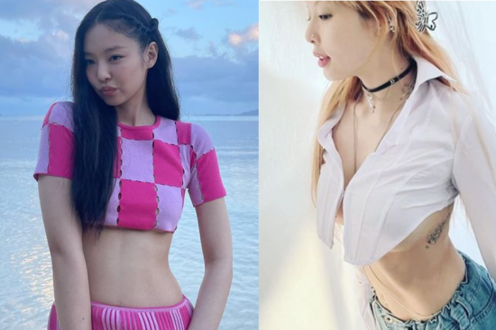 최근 가슴의 밑라인을 드러낸 '언더붑'(Underboob) 패션이 유행 조짐을 보이고 있다./사진=그룹 블랙핑크 제니 인스타그램 캡처(왼), 가수 현아 인스타그램  캡처(우)