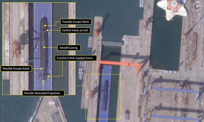 “中서 신형 핵추진 공격 잠수함 건조” 美 위성사진에 포착 (사진=올소스 애널리시스 / 플래닛 랩스)