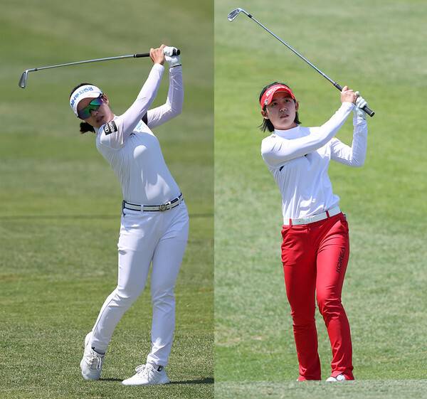 2022년 한국여자프로골프(KLPGA) 투어 NH투자증권 레이디스 챔피언십 우승을 차지한 박민지 프로와 준우승한 아마추어 선수 황유민. 사진제공=KLPGA