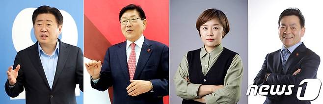 오는 6월1일 제8회 전국동시지방선거 제주도지사 선거에 출마하는 더불어민주당 오영훈 후보, 국민의힘 허향진 후보, 녹색당 부순정 후보, 무소속 박찬식 후보.(사진 왼쪽부터)© 뉴스1
