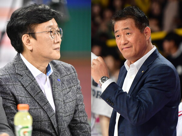 이상윤 전 감독(왼쪽)과 추일승 전 감독. ⓒKBL