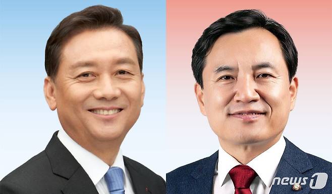 이광재(왼쪽), 김진태 강원지사 후보 © News1 윤주희 디자이너