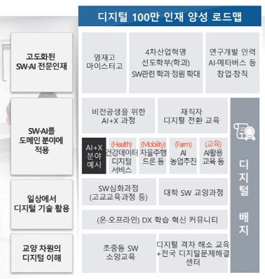 디지털 100만 인재 양성 로드맵 <자료:20대 대통령직인수위>