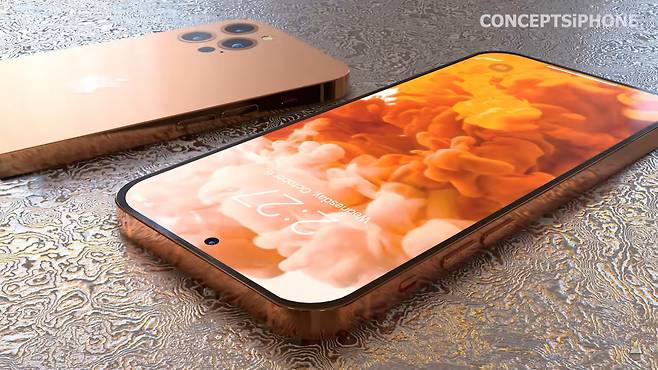 망고오렌지 색상의 아이폰14 예상 이미지. [Conceptiphone 유튜브]