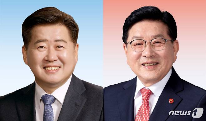 제8회 전국동시지방선거 제주도지사선거의 더불어민주당 오영훈 후보(왼쪽)와 국민의힘 허향진 후보.© News1 윤주희 디자이너