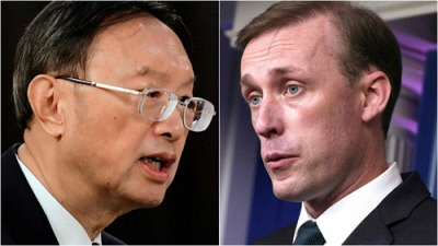 양제츠 중국 공산당 정치국원(왼쪽)과 제이크 설리번 미국 백악관 국가안보보좌관. AFP연합뉴스