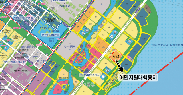 인천 송도국제도시 11-2공구 어민대책지원용지 위치도. 자료 제공=인천경제자유구역청