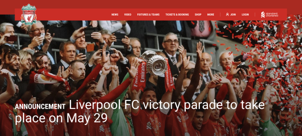 퍼레이드 날짜를 공식 발표한 리버풀. 사진｜리버풀 공식 홈페이지 캡쳐