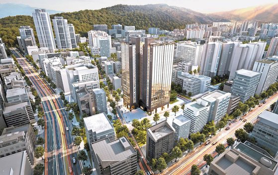 　‘엘루크 서초’(조감도)는 최근 서울 강남권의 새로운 고급 주거지역으로 떠오르고 있는 교대역 사거리 인근에 들어서는 만큼 높은 미래가치가 기대된다. 분양가는 주변 동급의 하이엔드 오피스텔 가운데 최저 수준이다.