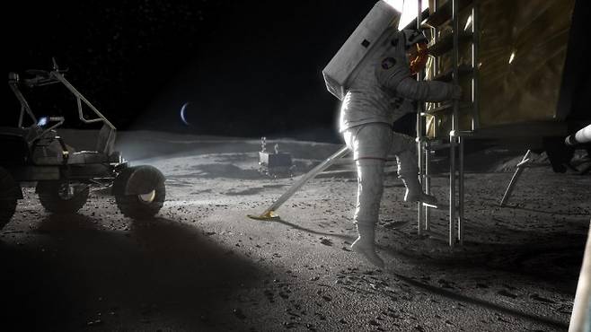 유인 달 탐사 미션 '아르테미스'의 상상도. 미국항공우주국(NASA) 제공.