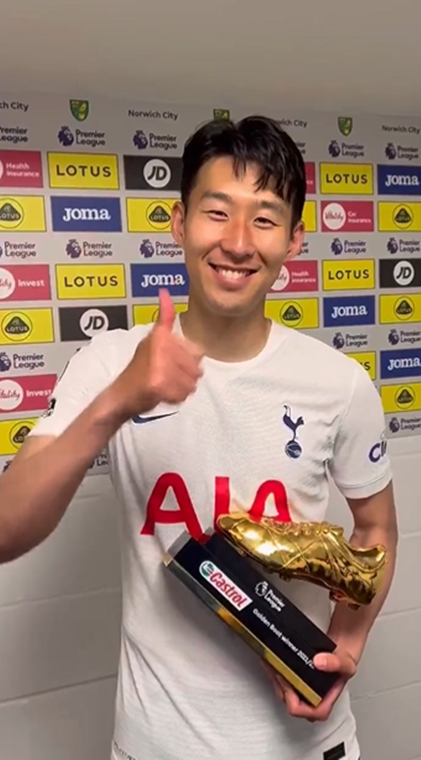 골든 부트를 든 손흥민 / 사진=토트넘 공식 SNS 캡처