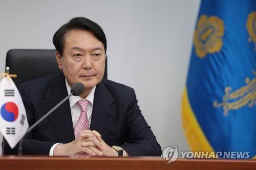 IPEF 출범 행사 화상 참석한 윤석열 대통령 [서울=연합뉴스]