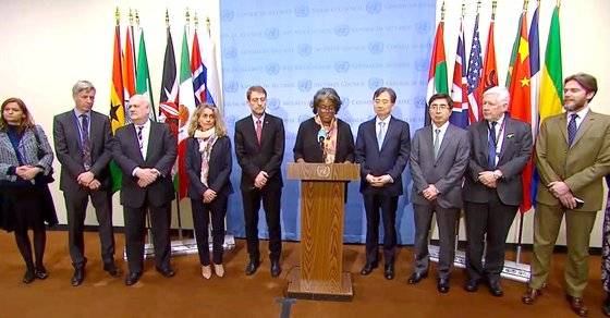 지난 3월 린다 토머스-그린필드 주유엔 대사 등 각국 유엔대사는 북한의 ICBM 발사를 규탄하는 성명을 발표했다. 미국은 특히 북한에 대한 추가 대북 제재 결의를 제안했는데, 중국과 러시아의 반대로 두 달 가까이 논의가 진전되지 않고 있다. [유엔웹티비 캡처]