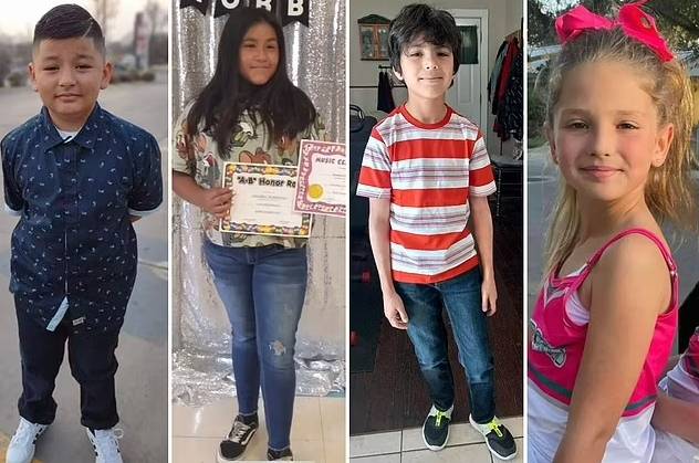 총격 참사로 희생된 아이들. 24일(현지시간) 12시 17분 미국 텍사스주 유발데에 있는 롭 초등학교에서 총격 사건이 일어났다. 텍사스 주지사는 학생 19명을 포함해 최소 21명이 총에 맞아 숨졌다고 발표했다. 왼쪽부터 자비에 로페즈(10, 사망), 애나벨 로드리게즈(10, 실종), 우지야 가르시아(9, 사망), 마케나 엘로드(10, 사망)