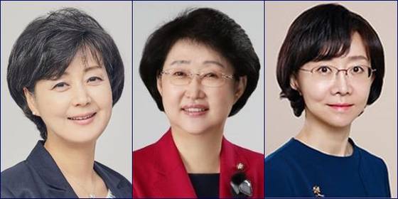 교육부 장관 내정자 박순애 서울대 행정대학원 교수(왼쪽부터), 보건복지부 장관 내정자 김승희 전 의원, 식품의약품안전처장에 지명된 오유경 서울대 약학대 학장. 〈사진=대통령실 제공〉
