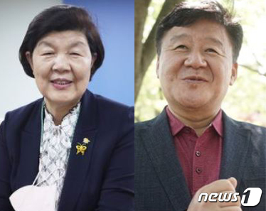 왼쪽부터 노옥희, 김주홍 울산교육감 후보. © 뉴스1