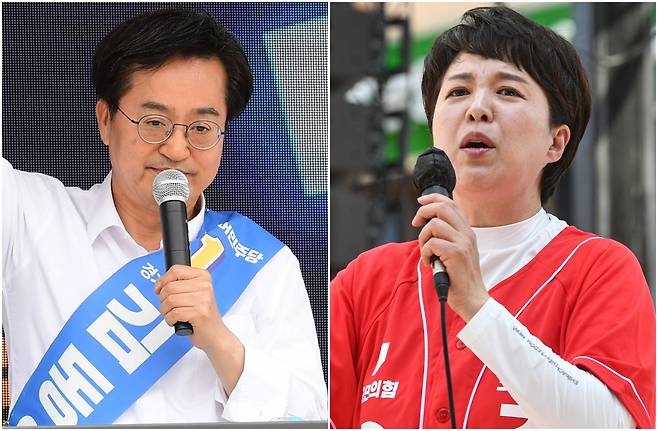 경기도지사 선거에 출마한 김동연 더불어민주당 후보와 김은혜 국민의힘 후보. [국회사진기자단]