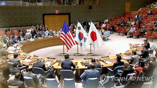 한미일 외교장관 "안보리 대북 결의 미채택에 깊은 유감" (CG) [연합뉴스TV 제공]