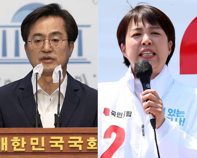 경기도지사 승부를 펼치는 김동연 민주당 후보와 김은혜 국민의당 후보. /연합뉴스