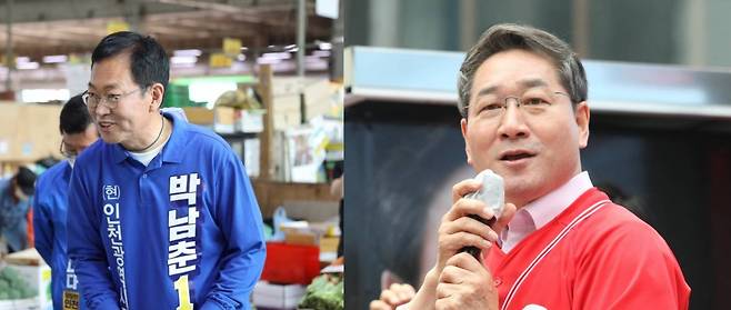 유세 중인 박남춘 인천시장 후보(왼쪽)와 유정복 후보. 출처=각 후보 블로그