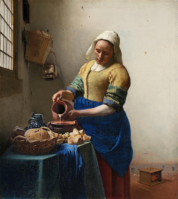 요하네스 페르메이르, ‘우유를 따르는 하녀’, 1660년경(45.5×41㎝, 네덜란드 국립미술관, 네덜란드 암스테르담)