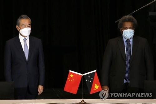 3일 파푸아뉴기니에서 열린 중국-파푸아뉴기니 외교장관 회담 (AFP.연합뉴스)