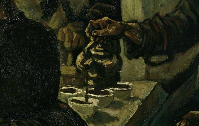 빈센트 반 고흐, 감자 먹는 사람들(일부 확대), 1885