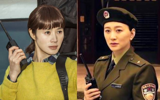 한국 드라마 '시그널'(왼쪽)과 중국판 리메이크 버전 '시공래전(时空来电)'의 주인공 차수현.