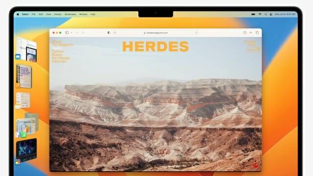 여러 창을 쉽게 관리할 수 있는 '스테이지 관리자' 기능이 추가됐다. (사진=애플)