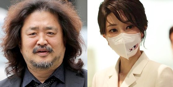 TBS '김어준의 뉴스공장' 진행자 김어준씨(왼쪽), 윤석열 대통령 부인 김건희 여사 [중앙일보 DB/강신업 변호사 페이스북]