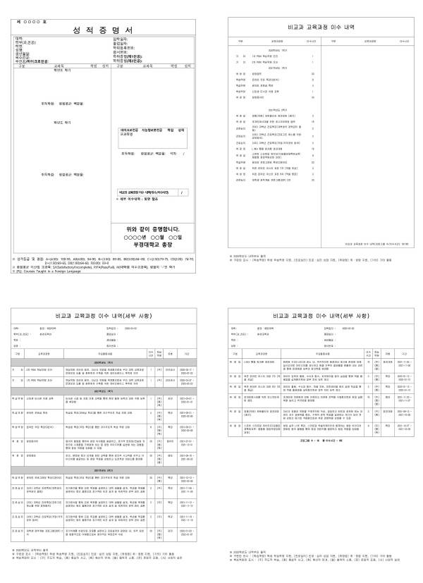 국립부경대가 올해부터 발급하는 성정증명서 예시본. 부경대 제공