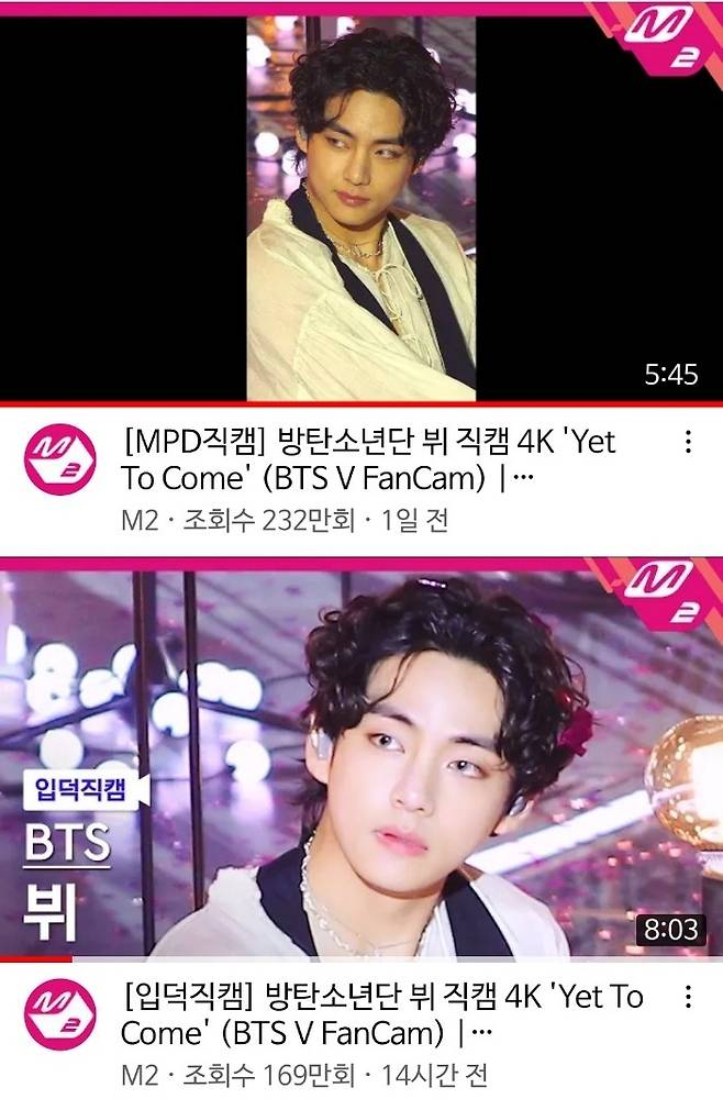 '직캠황제' 방탄소년단 뷔, 음방 컴백 직캠 5개 최다 조회수 '올킬'