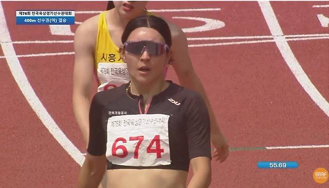 한국 여자 400ｍ 현역 최고 선수 김지은 [대한육상연맹 유튜브 캡처. 재판매 및 DB금지]