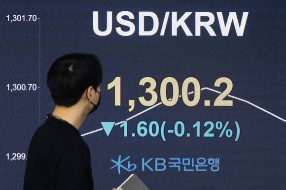 24일 오전 서울 여의도 KB국민은행 딜링룸 전광판에 환율이 표시되고 있다. [사진=뉴시스]