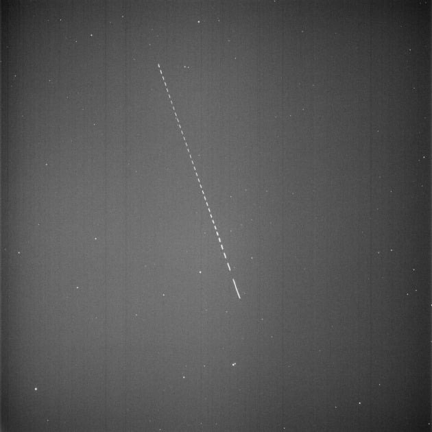 과학기술정보통신부 천문연구원의 우주물체 전자광학 감시 시스템(OWL-Net)으로 포착한 누리호 3단 모습. 천문연 제공
