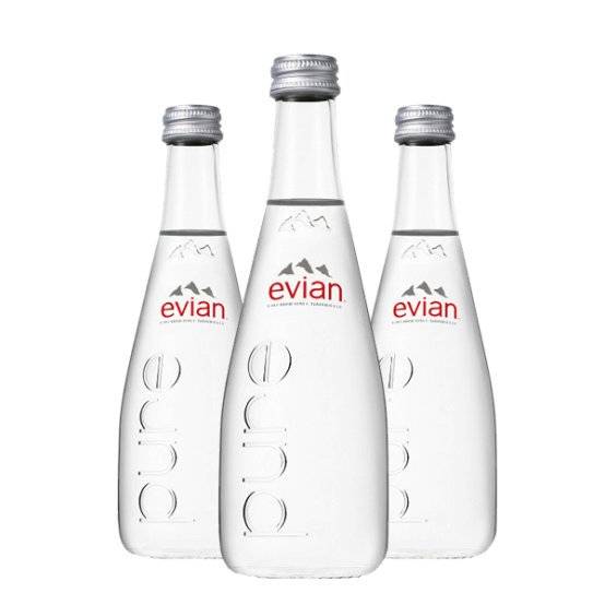 에비앙의 유리병 생수. 홈페이지 캡처