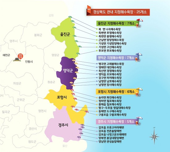 경북 해수욕장 위치도(경북도 제공)